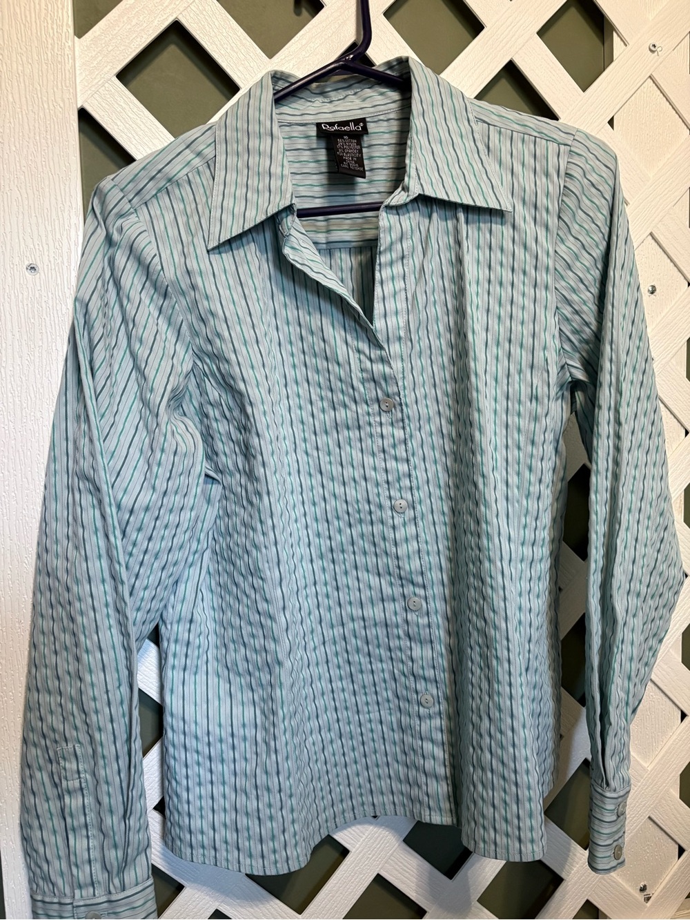 Rafaella Light Blue and Teal Striped Men's Dress Shirt